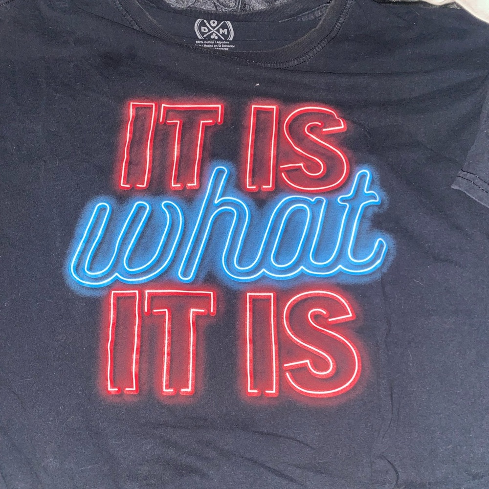 Black and Red Neon Text Short Sleeve Tee